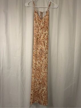 Dress Forum Cream Maxi Slip Dress with Brown Paisley Print
